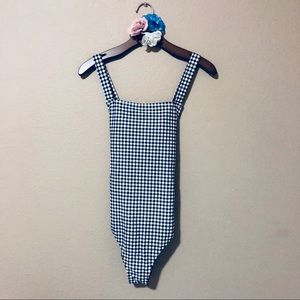Gingham print one-piece swimsuit
